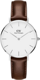 Daniel Wellington Classic Petite White Dial Brown Leather Strap Watch For Women - DW00100239 Authentic Buy Shop Now