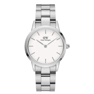 Daniel Wellington Iconic Link White Dial Silver Steel Strap Watch For Women - DW00100205 Authentic Buy Shop Now