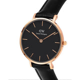 Daniel Wellington Classic Petite Sheffield Black Dial Black Leather Strap Watch For Women - DW00100224 Authentic Buy Shop Now
