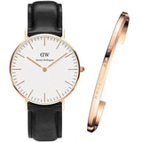 Daniel Wellington Classic Sheffield White Dial Black Leather Strap Watch for Women - DW00100036 Authentic Buy Shop Now