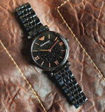 Emporio Armani Gianni T Bar All Black Diamond Dial Watch For Women - AR11245 Authentic Buy Shop Now
