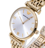 Emporio Armani Gianni T Bar Silver Dial Gold Stainless Steel Strap Watch For Women - AR1877 Authentic Buy Shop Now