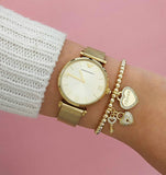 Emporio Armani Retro Gold Dial Gold Mesh Bracelet Watch For Women - AR1957 Authentic Buy Shop Now