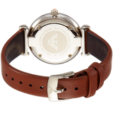 Emporio Armani Gianni T Bar Quartz Pink Mother of Pearl Dial Brown Leather Strap Watch For Women - AR1960 Authentic Buy Shop Now