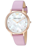Emporio Armani Kappa Mother Of Pearl White Dial Pink Leather Strap Watch For Women - AR11130 Authentic Buy Shop Now