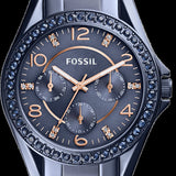 Fossil Riley Quartz Blue Dial Blue Steel Strap Watch for Women - ES4294 Authentic Buy Shop Now