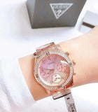 Guess Confetti Pink Dial Rose Gold Steel Strap Watch For Women - W0774L3 Authentic Buy Shop Now