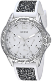 Guess Swirl Quartz Silver Dial White Silicone Strap Watch for Women - W1096L1 Authentic Buy Shop Now