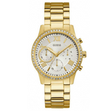Guess Solar Chronograph Diamonds White Dial Gold Steel Strap Watch for Women - W1069L2 Authentic Buy Shop Now