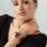 Marc Jacobs Blade Chronograph Brown Dial Rose Gold Steel Strap Watch for Women - MBM3308 Authentic Buy Shop Now