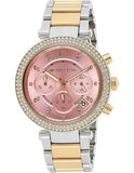 Michael Kors Parker Pink Dial Two Tone Steel Strap Watch for Women - MK6140 Authentic Buy Shop Now