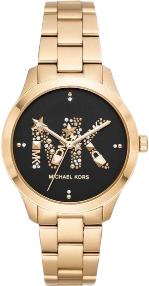 Michael Kors Runway Quartz Black Dial Gold Steel Strap Watch For Women - MK6682 Authentic Buy Shop Now