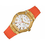 Guess Jet Setter Golden Dial Orange Rubber Watch For Women - W0564L2 Authentic Buy Shop Now