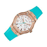 Guess Jet Setter White Dial Turquoise Silicone Strap Watch For Women - W0564L3 Authentic Buy Shop Now