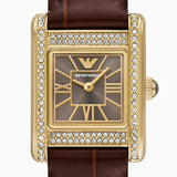 Emporio Armani Gianni T-Bar Brown Dial Brown Leather Strap Watch for Women - AR11705 Authentic Buy Shop Now