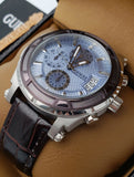 Guess Pinnacle Chronograph Quartz Blue Dial Brown Leather Strap Watch For Men - W0673G1 Authentic Buy Shop Now