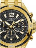 Guess Surge Chronograph Black Dial Gold Steel Strap Watch for Men - W1258G2 Authentic Buy Shop Now