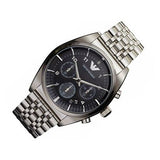 Emporio Armani Franco Black Dial Silver Steel Strap Watch For Men - AR0373 Authentic Buy Shop Now