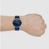 Emporio Armani Aviator Quartz Blue Dial Blue Leather Strap Watch For Men - AR11335 Authentic Buy Shop Now