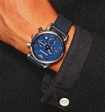 Emporio Armani Luigi Chronograph Blue Dial Black Leather Strap Watch For Men - AR1736 Authentic Buy Shop Now