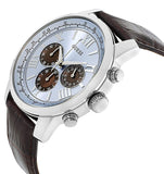 Guess Horizon Chronograph Analog Blue Dial Brown Leather Strap Watch For Men - W0380G6 Authentic Buy Shop Now