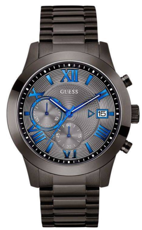 Guess Atlas Quartz Grey Dial Grey Steel Strap Watch For Men - W0668G2 Authentic Buy Shop Now