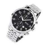 Hugo Boss Aeroliner Chronograph Black Dial Silver Steel Strap Watch For Men - 1512446 Authentic Buy Shop Now