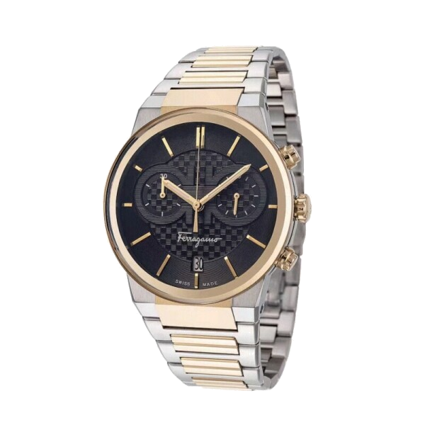 Salvatore Ferragamo F-80 Classic Black Dial Two Tone Steel Strap Watch for Men - SFME00921 Authentic Buy Shop Now