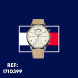 Tommy Hilfiger Kane White Dial Beige Leather Strap Watch for Men - 1710399 Authentic Buy Shop Now