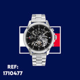Tommy Hilfiger Henry Chronograph Black Dial Silver Steel Strap Watch For Men - 1710477 Authentic Buy Shop Now