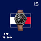 Tommy Hilfiger Bruce Automatic Black Dial Brown Leather Strap Watch for Men - 1791280 Authentic Buy Shop Now
