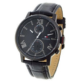 Tommy Hilfiger Aden Chronograph Black Dial Black Leather Strap Watch for Men - 1791310 Authentic Buy Shop Now
