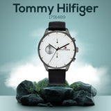 Tommy Hilfiger Lexor Silver Dial Black Leather Strap Watch For Men - 1791489 Authentic Buy Shop Now