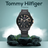 Tommy Hilfiger Aiden Chronograph Black Dial Black Steel Strap Watch For Men - 1791858 Authentic Buy Shop Now