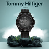 Tommy Hilfiger Larson Chronograph Black Dial Black Rubber Strap Watch For Men - 1791921 Authentic Buy Shop Now