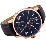 Tommy Hilfiger Aiden Quartz Blue Dial Brown Leather Strap Watch for Men - 1791308 Authentic Buy Shop Now