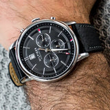 Tommy Hilfiger Kyle Quartz Black Dial Black Leather Strap Watch for Men - 1791630 Authentic Buy Shop Now