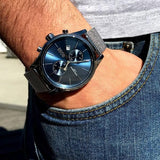 Hugo Boss Jet Blue Dial Gunmetal Mesh Bracelet Watch for Men - 1513677 Authentic Buy Shop Now