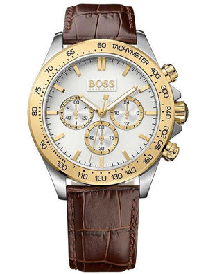 Hugo Boss Ikon White Dial Brown Leather Strap Watch for Men - 1513174 Authentic Buy Shop Now