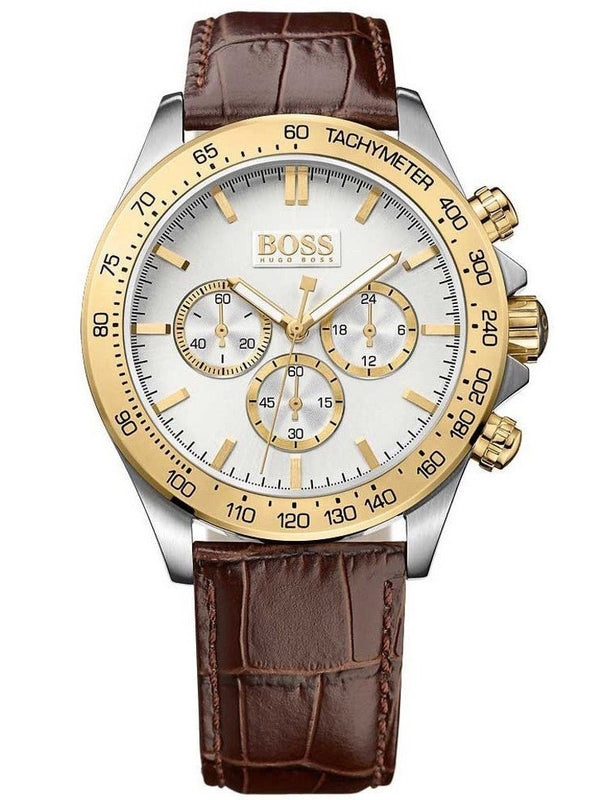 Hugo Boss Ikon White Dial Brown Leather Strap Watch for Men - 1513174 Authentic Buy Shop Now