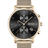 Hugo Boss Integrity Black Dial Gold Mesh Bracelet Watch for Men - 1513808 Authentic Buy Shop Now