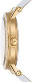 Michael Kors Corey Three Hand White Dial White Leather Strap Watch For Women - MK2985 Authentic Buy Shop Now