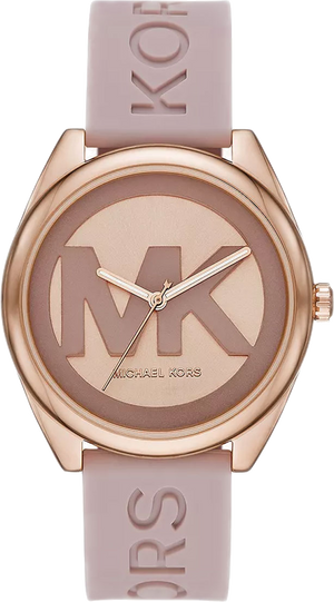 Michael Kors Janelle Three Hand Rose Gold Dial Pink Rubber Strap Watch For Women - MK7139 Authentic Buy Shop Now