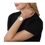 Michael Kors Pyper Three Hand White Dial Gold Steel Strap Watch For Women - MK4666 Authentic Buy Shop Now