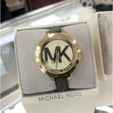 Michael Kors Slim Runway Quartz Gold Dial Black Leather Strap Watch For Women - MK2392 Authentic Buy Shop Now