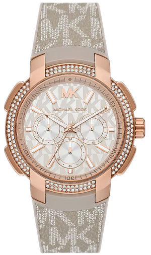 Michael Kors Sidney Chronograph White Dial Beige Leather Strap Watch For Women - MK6949 Authentic Buy Shop Now