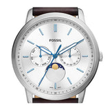 Fossil Neutra Minimalist Moonphase Silver Dial Brown Leather Strap Watch for Men - FS5905 Authentic Buy Shop Now