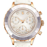 Swarovski Octea Chrono Crystals White Dial White Leather Strap Watch for Women - 5671150