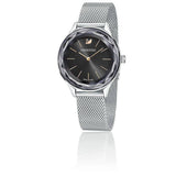 Swarovski Octea Nova Black Dial Silver Mesh Bracelet Watch for Women - 5430420 Authentic Buy Shop Now