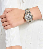 Guess Frontier Chronograph Crystals Gold Dial Two Tone Steel Strap Watch For Women - W1156L5 Authentic Buy Shop Now